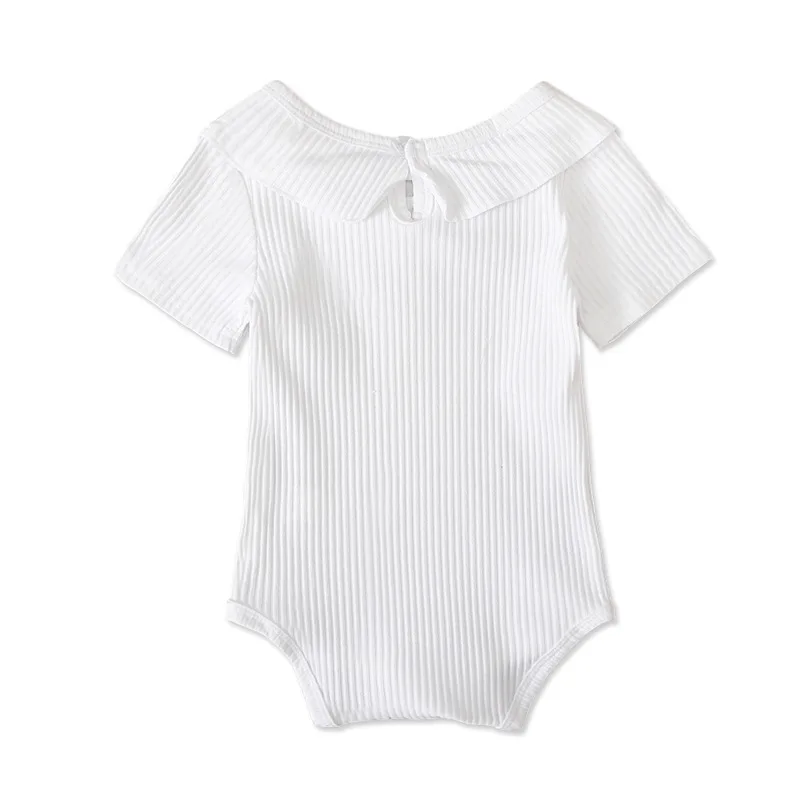 Newborn Baby Girls Bodysuits Short Sleeve Cotton Toddler Jumpsuit CoPeter pan Collar Infant Romper Children Clothing Summer A430