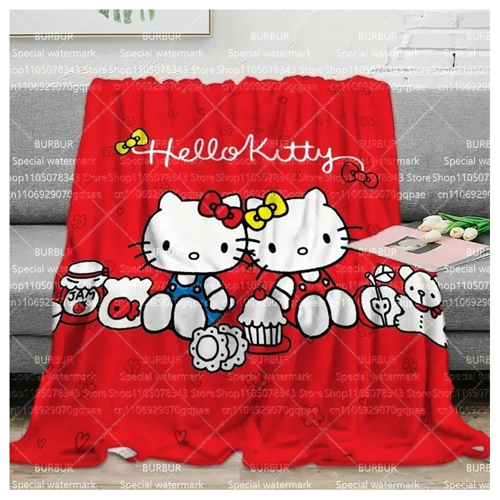 

Плед с принтом Sanrio - флисовое одеяло с Китти - милое флисовое одеяло с аниме-принтом Hello Kitty - для кондиционированных помещений