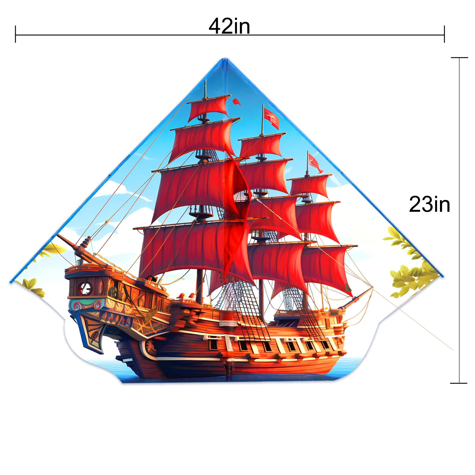 NEW Outdoor Fun Sports Red Sailboat  Kite With Handle And Line Good Flying Factory Direct Sales