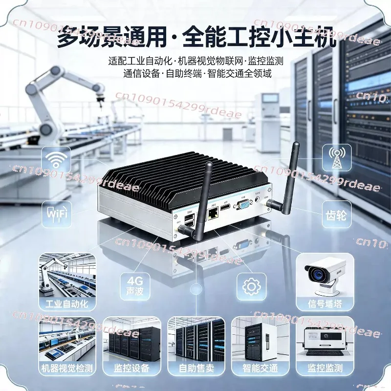 Mini Industrial PC - Quad-Core N100/J1900/J6412, 12th Gen I3/i5/i7, Dual LAN/Serial RS485, Fanless Fully Enclosed Embedded Host
