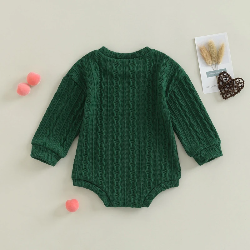 0-18M  Newborn Toddler Baby Sweater Romper Solid Color Long Sleeve Knit Bodysuits Knitwear Boys Girls Autumn Winter Clothing