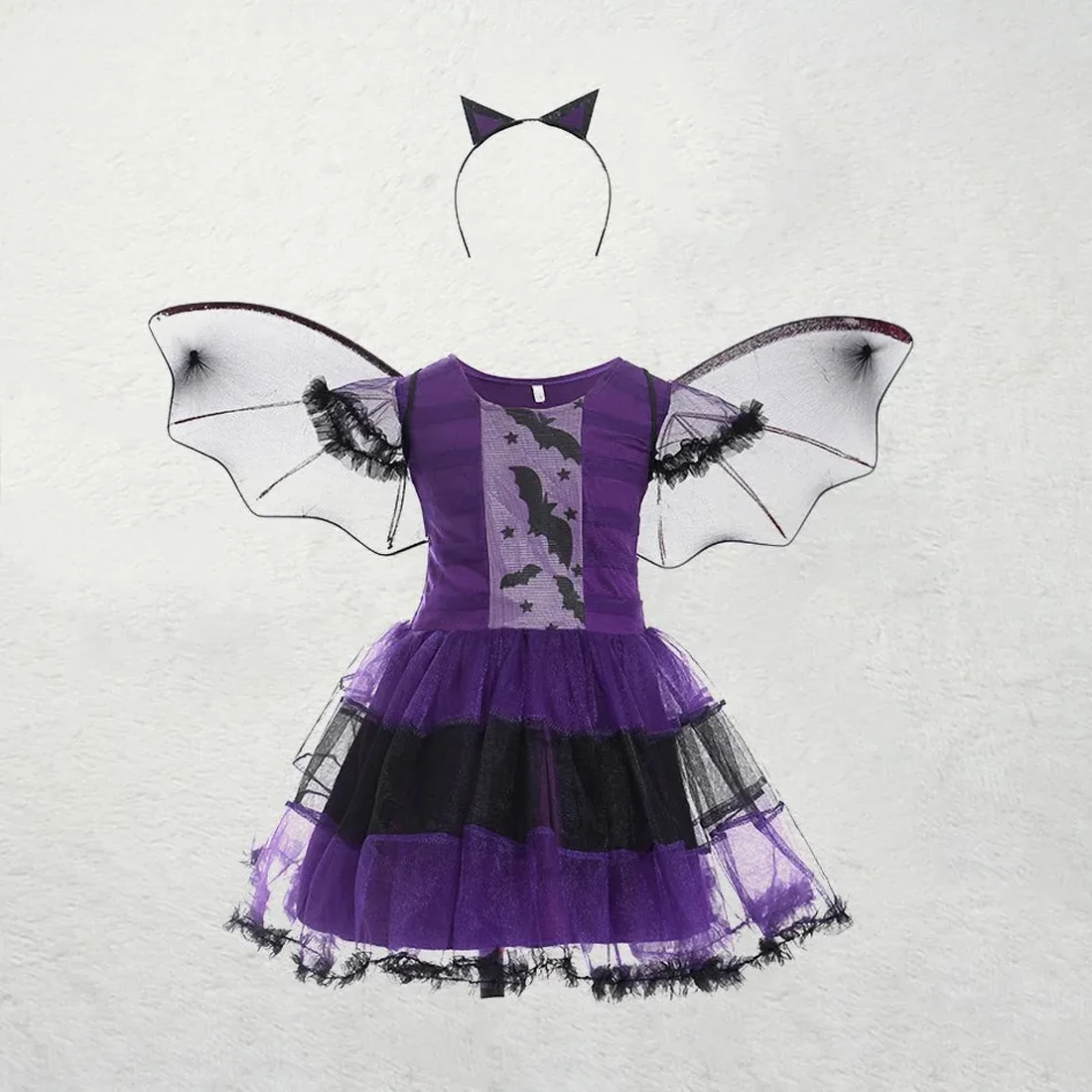 Halloween Girls Witch Dress Carnival Party Toddler Kids Bat Costume Infant Vampirina Dress Carnival Party Clothing with Headband