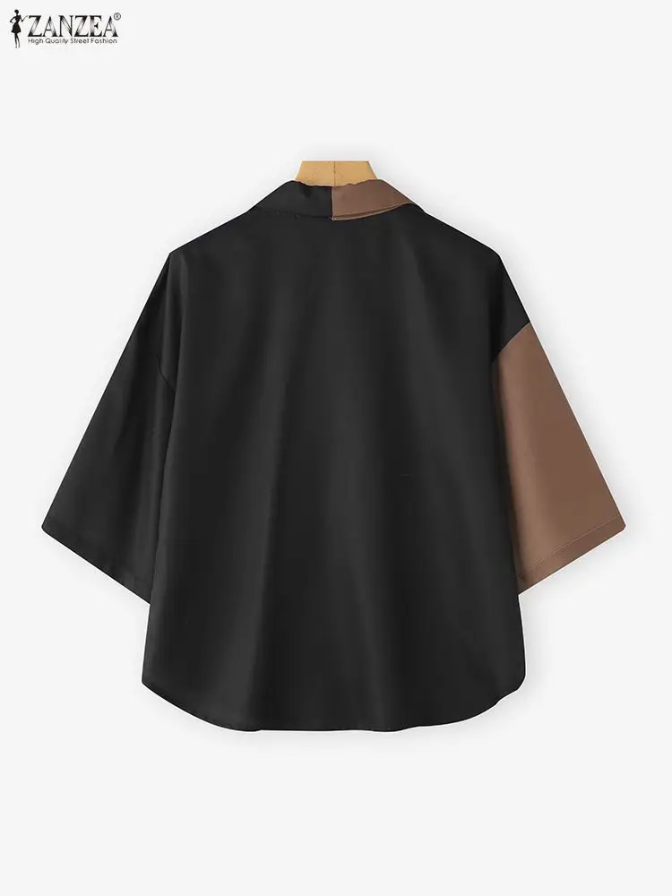 ZANZEA Vintage Floral Print Women Shirt 2025 Summer Short Sleeve Pockets Elegant Blouse Fashion Tops Buttons Office Work Blusas