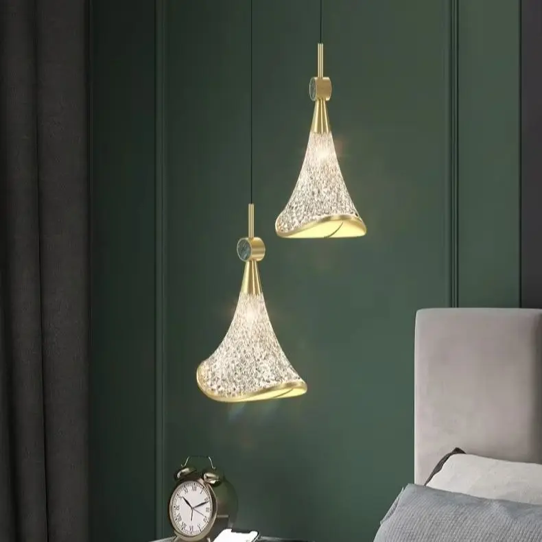 

REVEN Luxury American Chandelier Dimmable Pendant Light with Trumpet Crystal for Hotel Villa Stairway Ceiling Lamp Home interior