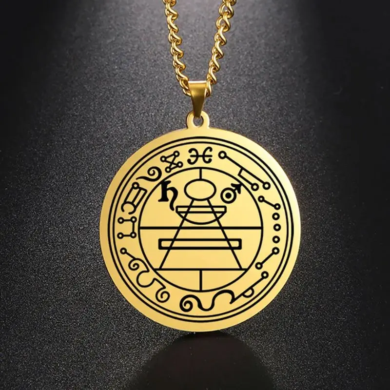 Dawapara Protection Secret Seal of Solomon Jewelry Wealth Fortune Amulet Pendant Necklace Talisman Stainless Steel Necklace