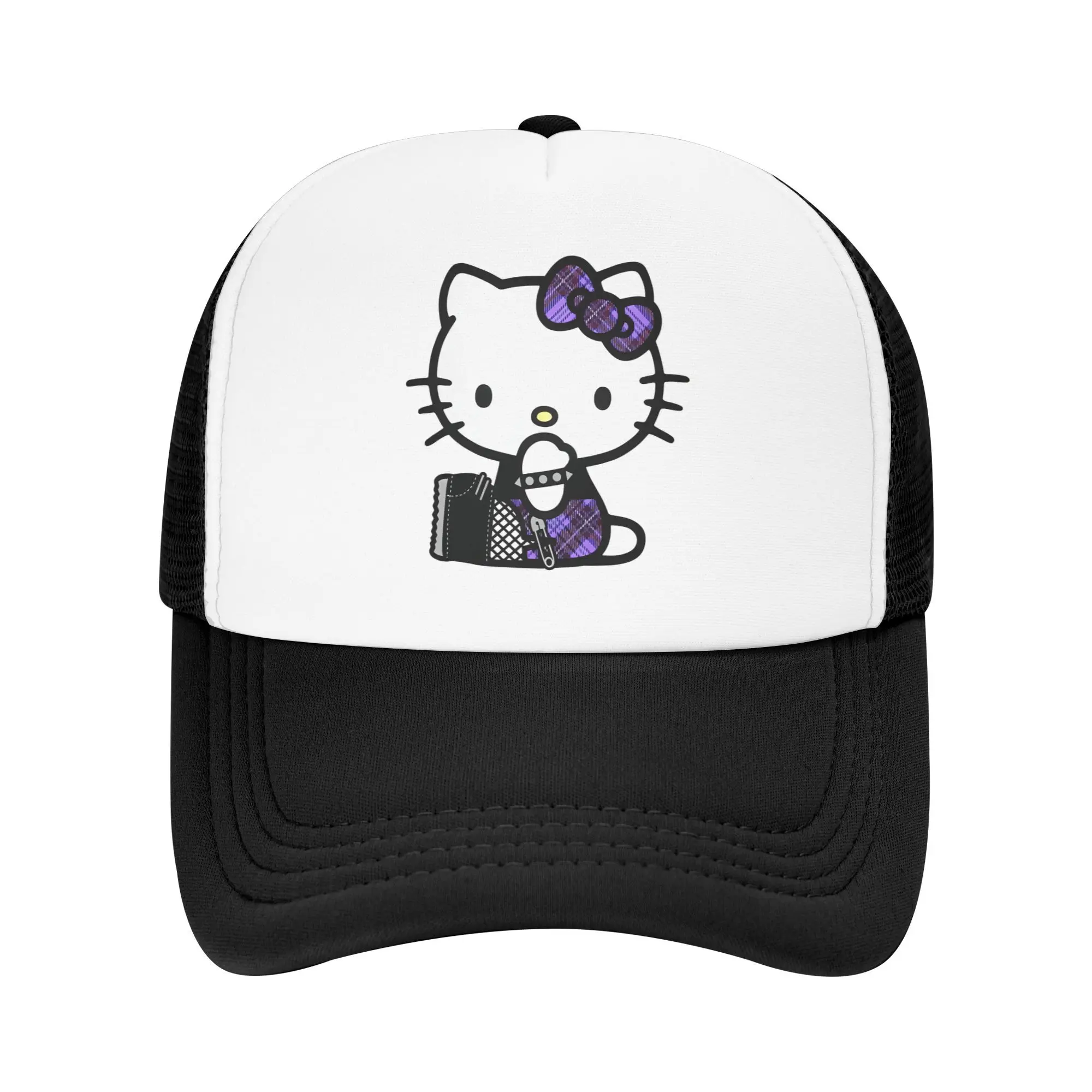 

Mesh Sun Hats Gothic Hello Kitty Print Spring Trucker Hat For Unisex Men Vintage Sunscreen Outdoor Gym Baseball Cap
