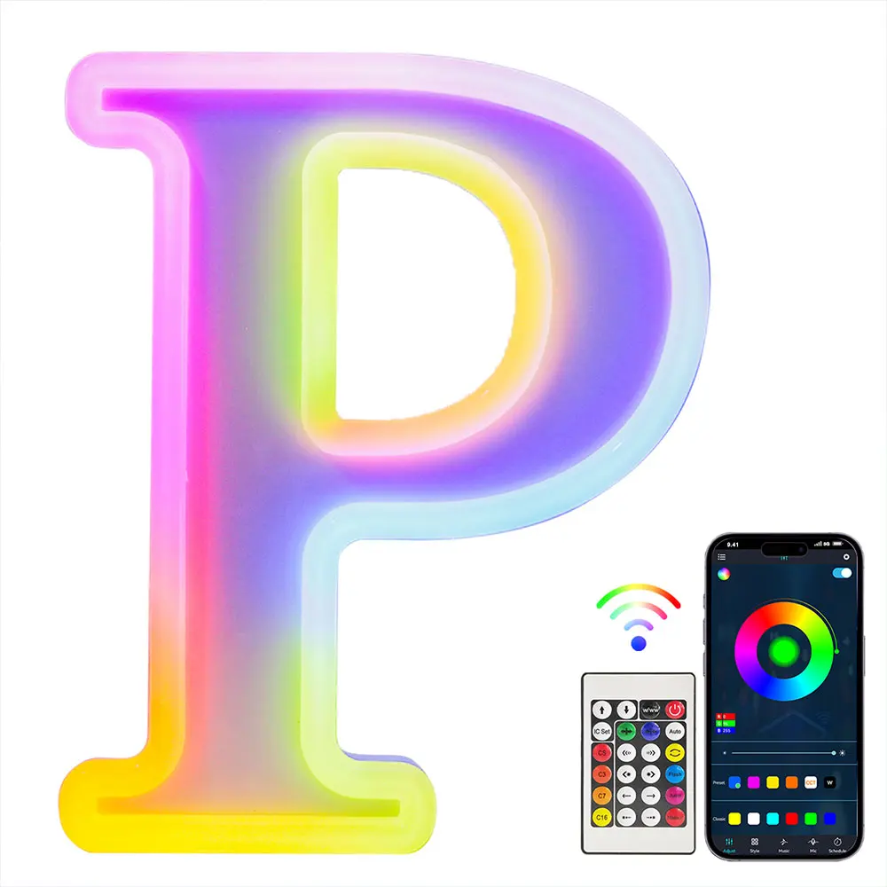 1Pc Led Letter Light Letter Shaped Decorative Light For Outdoor Camping Wedding Birthday Party Valentine's Day Decoration - P