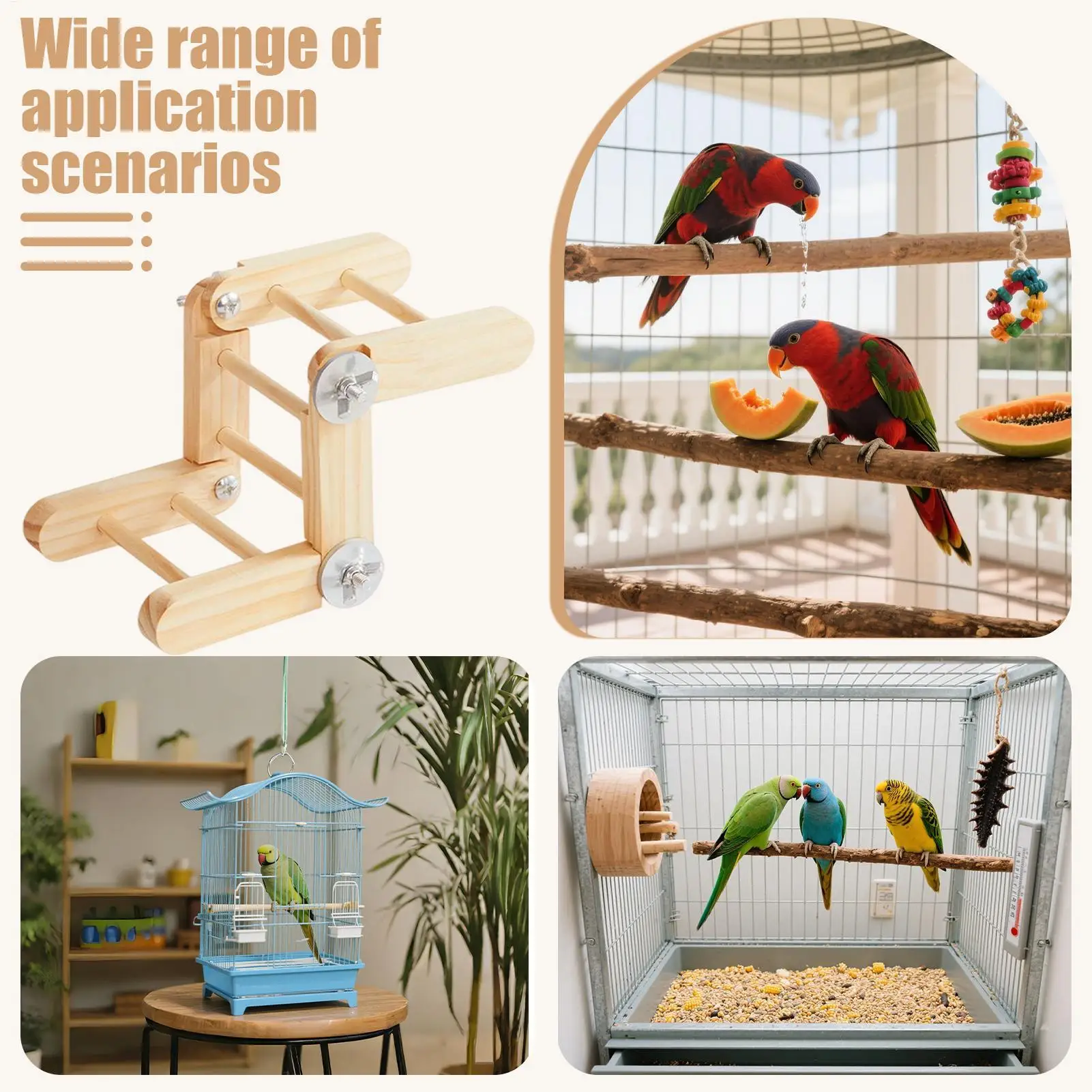 

Лестница для попугаев из натурального дерева, регулируемая, для игр и жевания, лестница для лазания для маленьких птиц, для гамака, для конюров, для игр на улице и в помещении