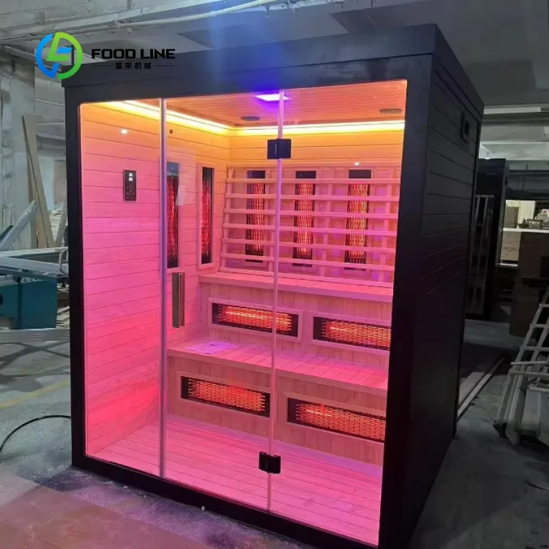 Customized Modern Solid Wood Home Sauna Room Solid Wood Far Infrared Sauna Cabin Indoor Sauna Room Tempered Glass Door