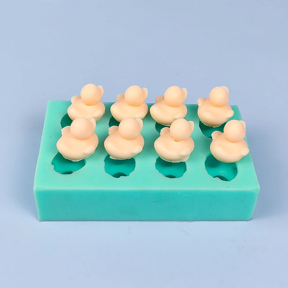 PRZY 8 Holes Animal Mini Duck Mold Fondant Mould 3D Cute Lovely Ducks Clay Resin Mold Silicone Mousse Cake Molds DW0434