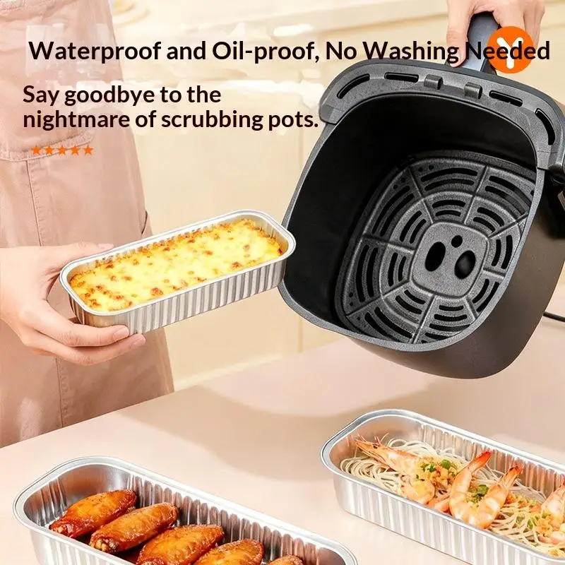 10/30Pcs Disposable BBQ Pans Aluminum Foil Air Fryer Baking Tray Tin Foil Pans Box Kitchen Grilling Tray Accessories Gift
