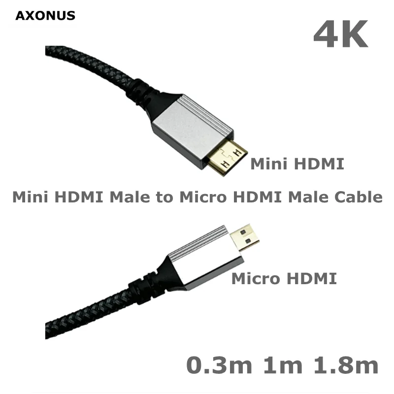 High-speed Mini HDMI Compatible Male to Micro HDMI Male, Type D to Type C Cable Support 3D/4K 1080p