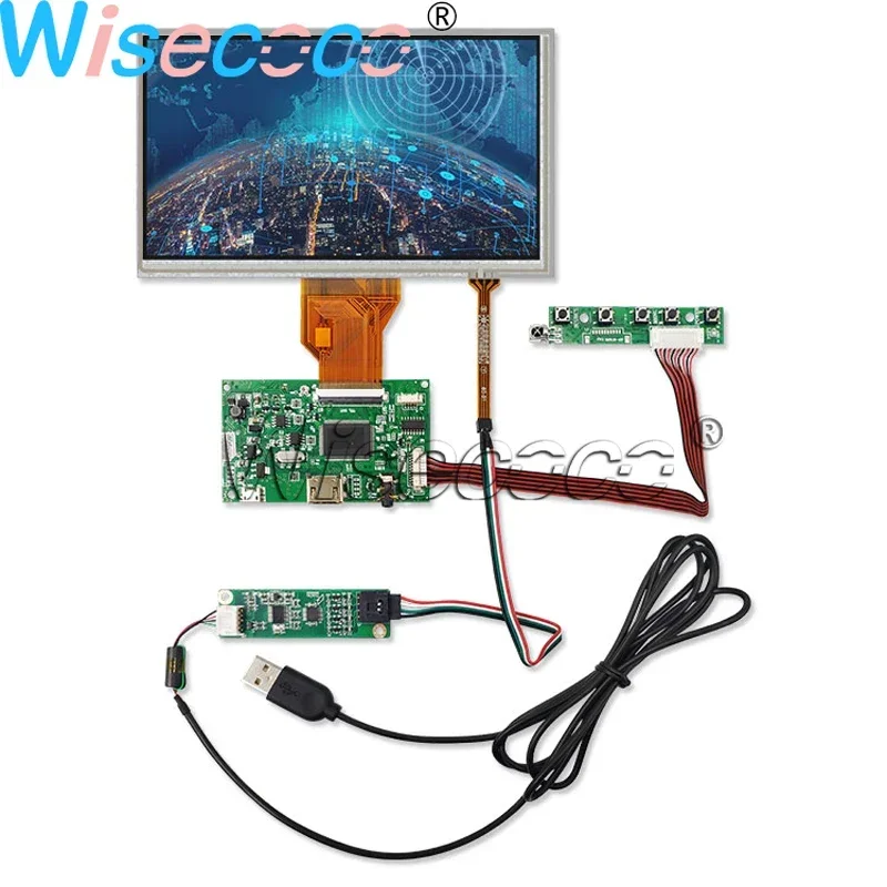 7 Inch AT070TN90 LCD Display Resistive Touch Screen USB Audio Keypad Controller Driver Board Wisecoco