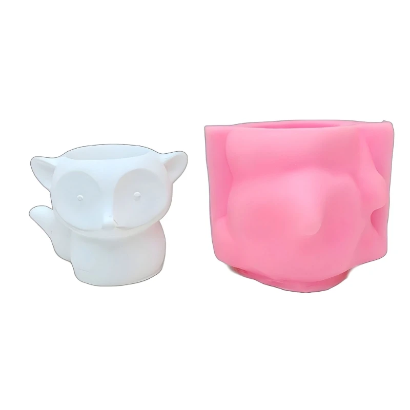 

3D Foxes Gypsum Silicone Mold DIY Succulent Concrete Flower Pots Vase Plaster Mold Drop shipping