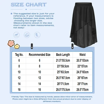 Girls High-Low Chiffon Dance Skirt 6 Kids Girls High-Low Elastic Waistband Chiffon Skirts Ballet Modern Jazz Lyrical Studio Practice Performance Dance Costumes 6