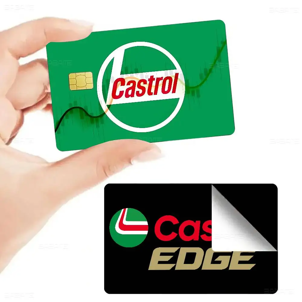 C-Castrol Racing Logo Game Anime Sticker Film Skin Cover Case for Small Large No Chip Debit Credit Card Front Side