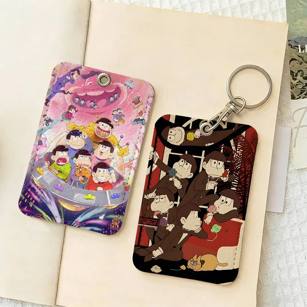 Anime O-Osomatsu-san Style PU Access Card Holder with Keychain - Executive Protection for Bank card,Subway, Bus Card case