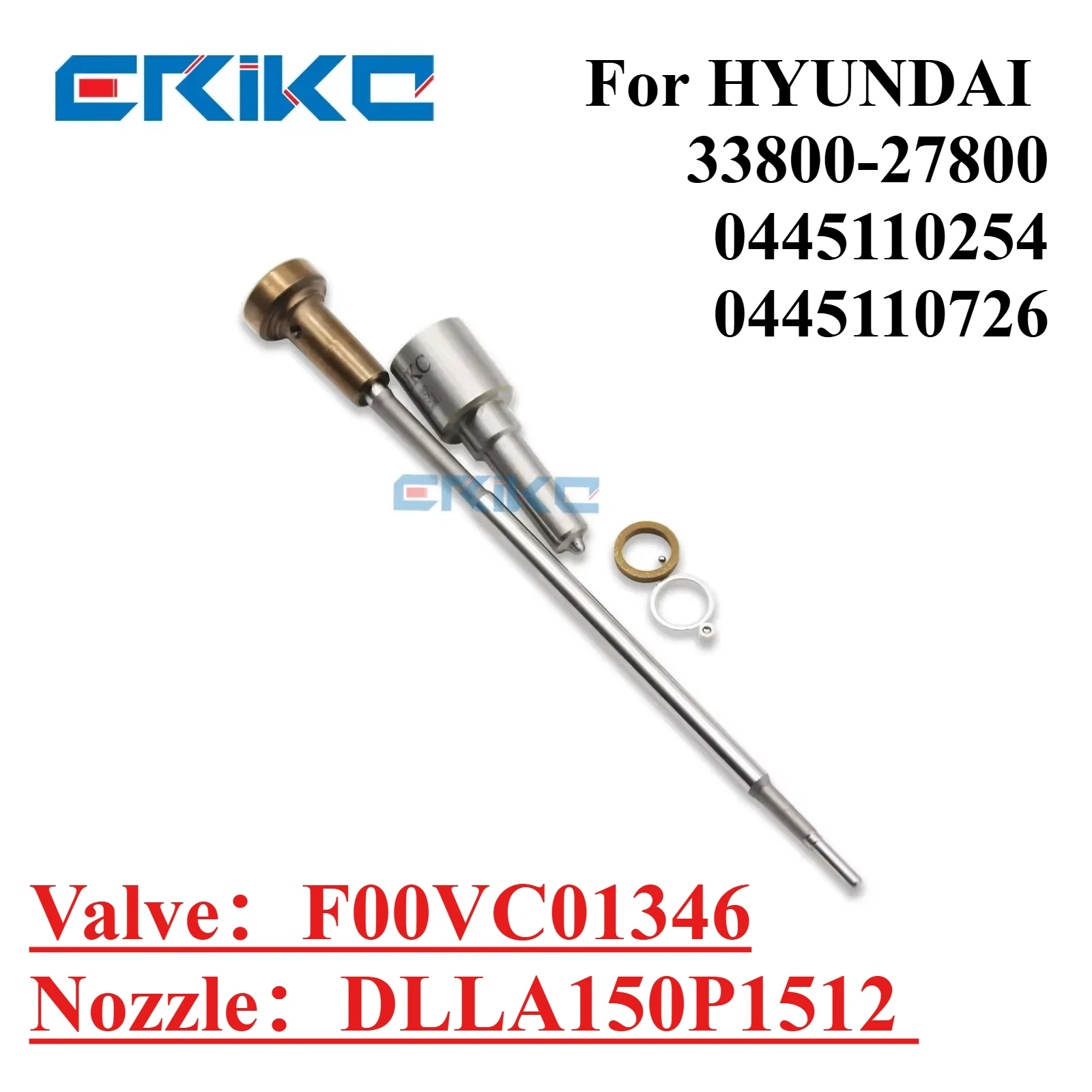 0445110253 Injector Overhaul Kit Injector Nozzle DLLA150P1512 Valve F00VC01346 for HYUNDAI 33800-27800 0445110254 0445110726