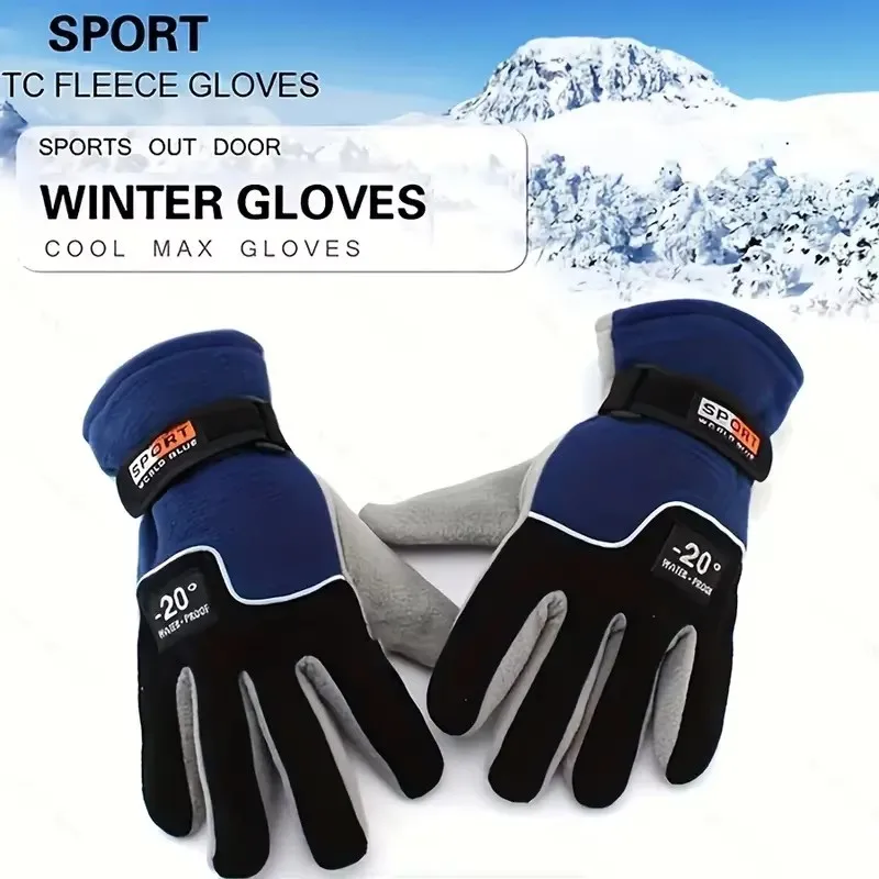 1 Paar Vollfinger-Fleece-Handschuhe, winddicht, warm, Herren-Winter-Outdoor-Handschuhe, geeignet zum Reiten, Angeln, Skifahren