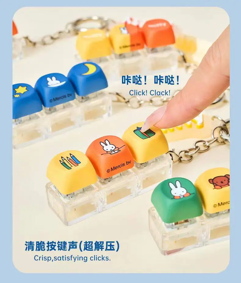 Miffy Kaninchen 6 Stile Farblich Abgestimmte Tastenkappen-Schlüsselanhänger Überraschungs-Blindbox Geschenke Spielzeugmodelle Anime-Figuren Sammelornamente – Detail 10