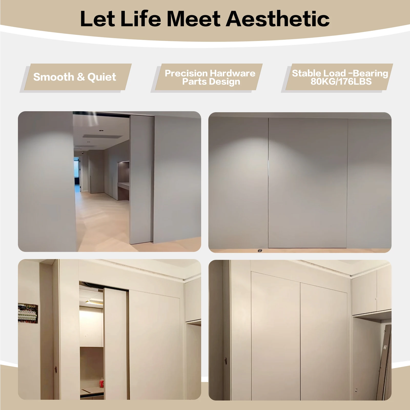 Damping Guide Rail For Invisible Sliding Door With Push Pull Mechanism And Buffer Heavy Duty Wardrobe Bedroom Bathroom System