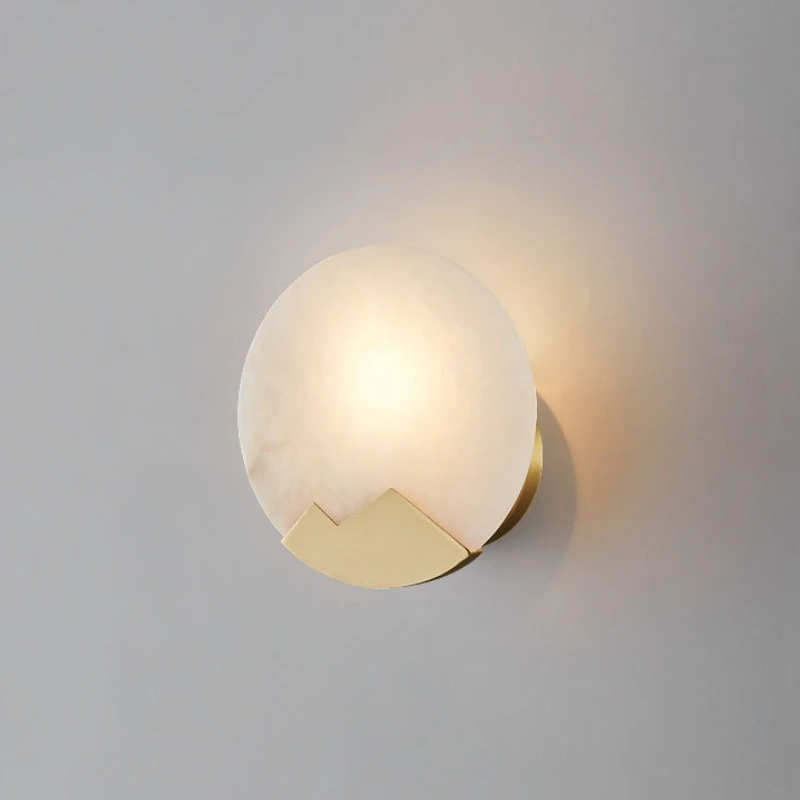 

Full Copper Marble Bedroom Bedside Lamp Chinese Parlour Creative Corridor Lamps Nordic Modern Minimalist Light Luxury Wall Lamp