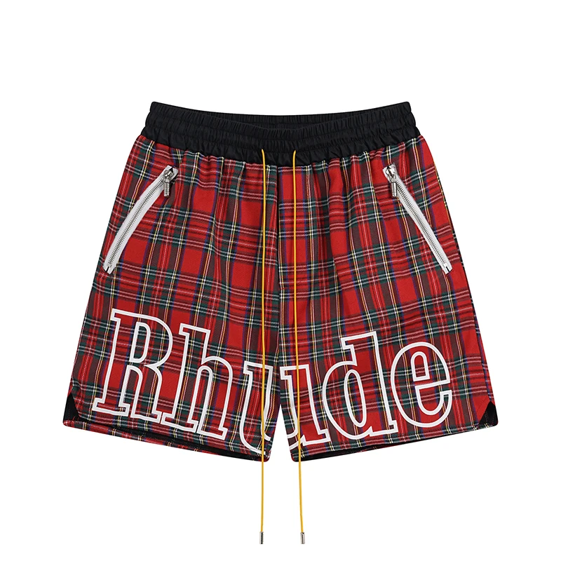 Checkered Pattern Sports Shorts American Streetwear Men Women Rhude Casual Shorts