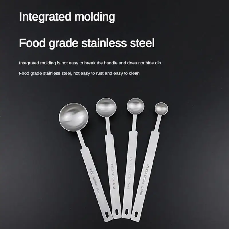 2.5/3.75/5/7.5/10ML Measuring Spoon Long Handle Stainless Steel Thicken Blending Coffee Powdered Milk Tablespoon Kitchen Gadgets
