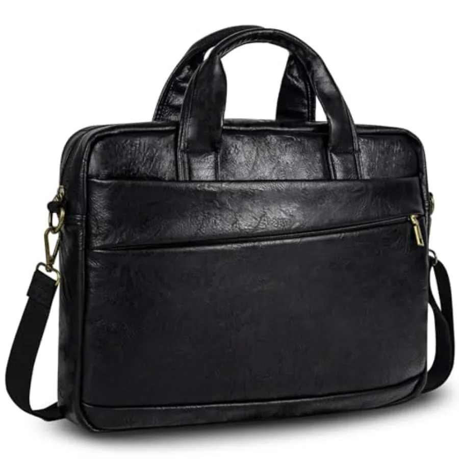 

Faux Leather Messenger Bag for Men 17-17.3 Inch: Laptop Bag Briefcase Computer Handbags Shoulder Crossbody Bag with Padded Lapt