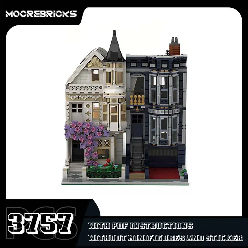 MOC Victorian Town House Model Bricks City Street View Building Blocks DIY Creative Assembly Architecture Toys Set Gifts