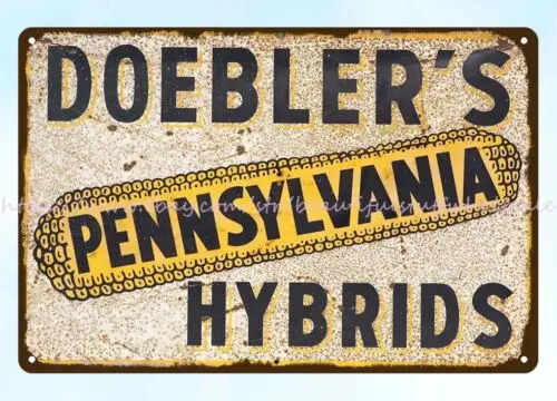 Doebler's Pennsylvania Hybrids corn seed farm metal tin sign prints and artwork