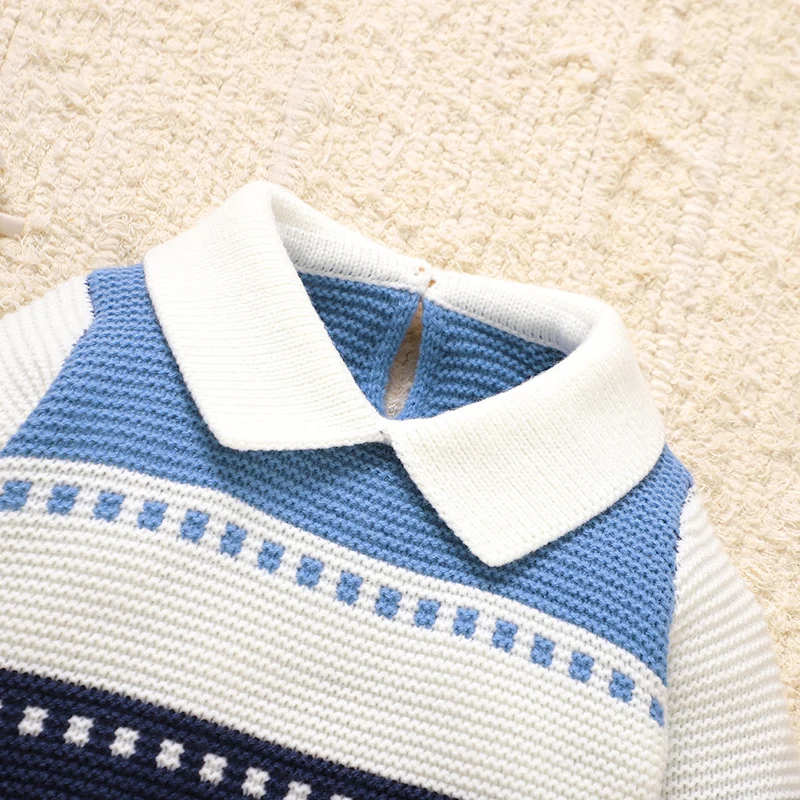 Newborn Boys Rompers Clothes 0-18m Infant Turtle Neck Long Sleeve Knitted Jumpsuits One Piece Toddler Playsuits Children Outfits