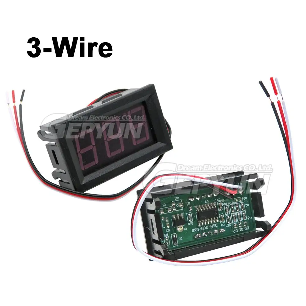 0.56 \'\'Mini Digital Voltmeter AC DC 2-Wire 3-Wire 0-30V 0-100V 4.5V-30V 5-120V 70-500V Voltage Panel Meter 6V 12V 24V 110V 220V