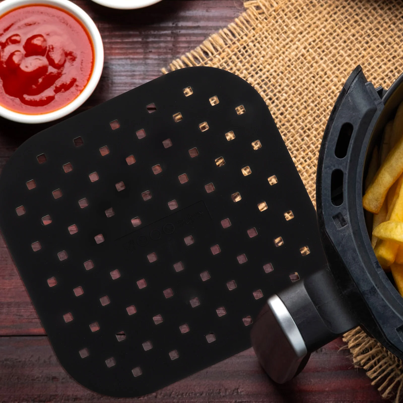 

2pcs Reusable Silicone Baking Mat Non-Stick Air Fryer Liner Oil Filtering Easy Cleaning Dishwasher Safe High Temperature