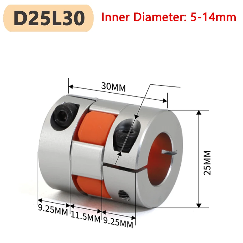 

1pc Four Jaws D25L30 Coupler Aluminium Plum Flexible Shaft Coupling Motor Connector CNC Elastic Couplings D25 L30 Bore 5-14mm