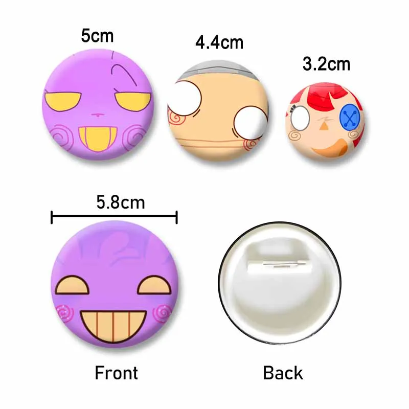 Kreative, lustige Anime J-Jax Gangle R-Ragatha Anstecknadel für Rucksack, Hut, Accessoires, Cartoon-Gesichts-Pins, runde Brosche, Schmuckgeschenke – Detail 2