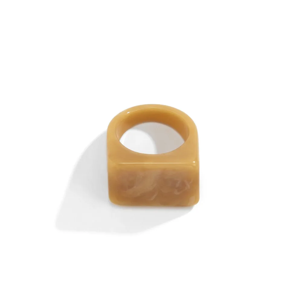 مزاجه جديد الموضة الملونة الاكريليك خاتم البساطة المرأة هندسية حلقة مربعة الراتنج مزاجه الدائري