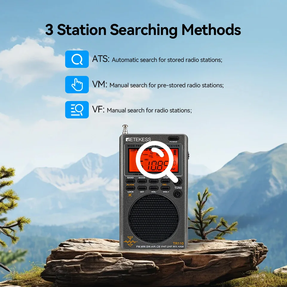 RETEKESS TR110 Tragbares Digitales Kurzwellenradio FM/SW/MW/SSB/Air Vollband-Radioempfänger mit Wiederaufladbarem Akku für Outdoor-Notfälle – Detail 2