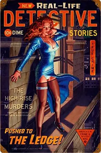 Detective The Ledge Pin-Up Metal Sign-aluminum