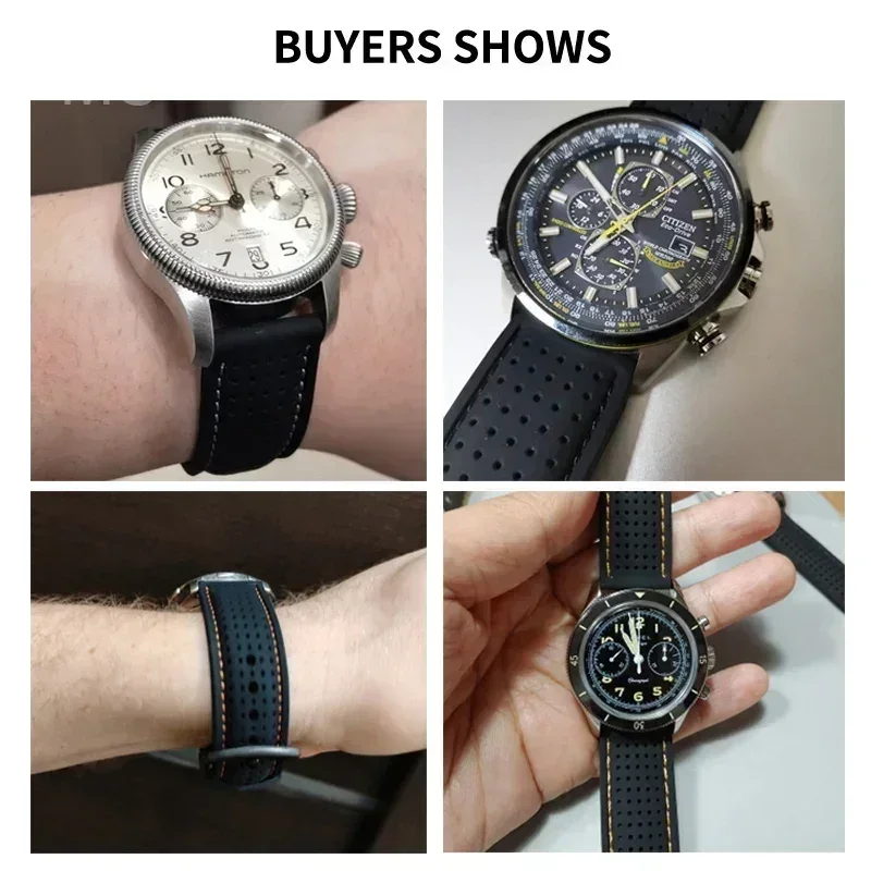 Tissot Lock Citizen Rolex 시리즈용 탄성 편안한 실리콘 시계 밴드, 통기성 땀 방지 스트랩, 20mm, 22mm, 24mm