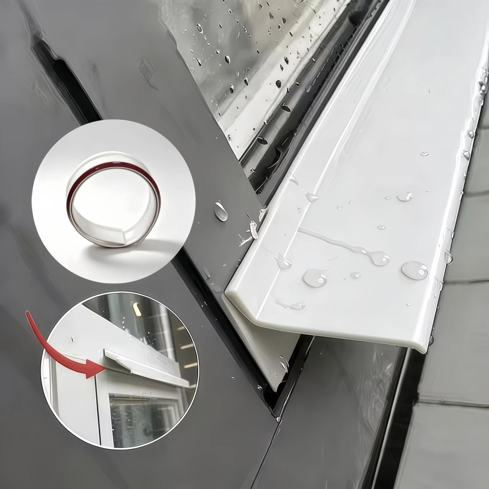Window Water Blocking Bar BalconySelf Adhesive Waterproof Sealing Strip Home Window Edge Water Deflector Flashing Board