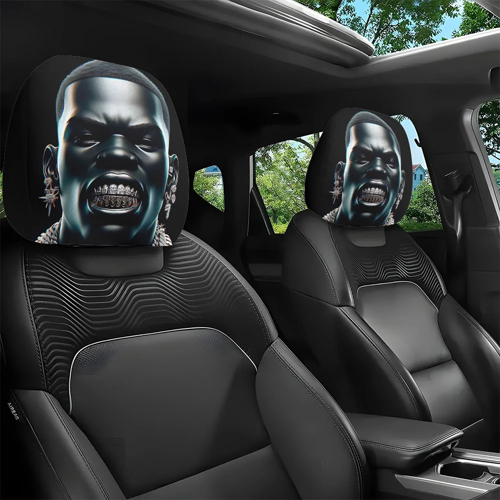 

1pc/2pcs Hip-Hop Cool Style Character Printed Car Headrest Pillow Cover, Vehicle Interior Decoration, Easy to Install And Wash