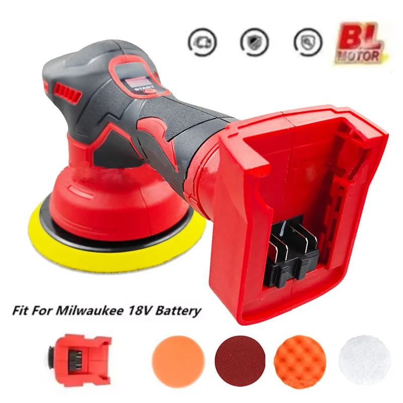 Fit for Milwaukee 18V Battery Cordless Car Polisher 8 Gears Electric Auto Polishing Machine Waxing Sanding Sealing Power Tools