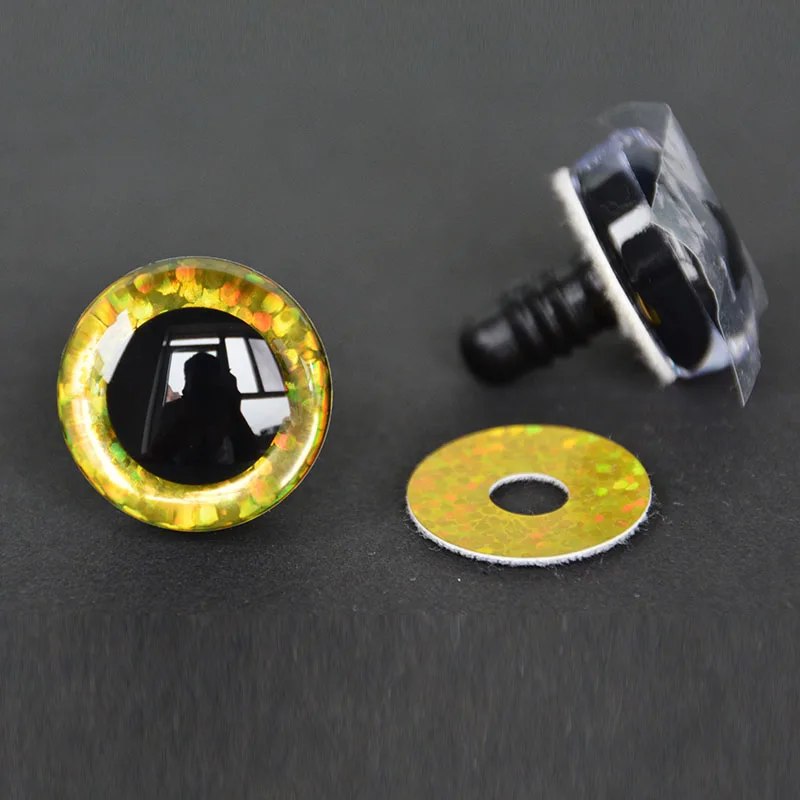 20 Stück 10 Farben 12–40 mm 3D-Glitzer-Augen mit Unterlegscheiben, Puppenherstellung, gefüllte Bastel-Häkel-Sicherheitsaugen zum Häkeln von Amigurumi – Detail 3