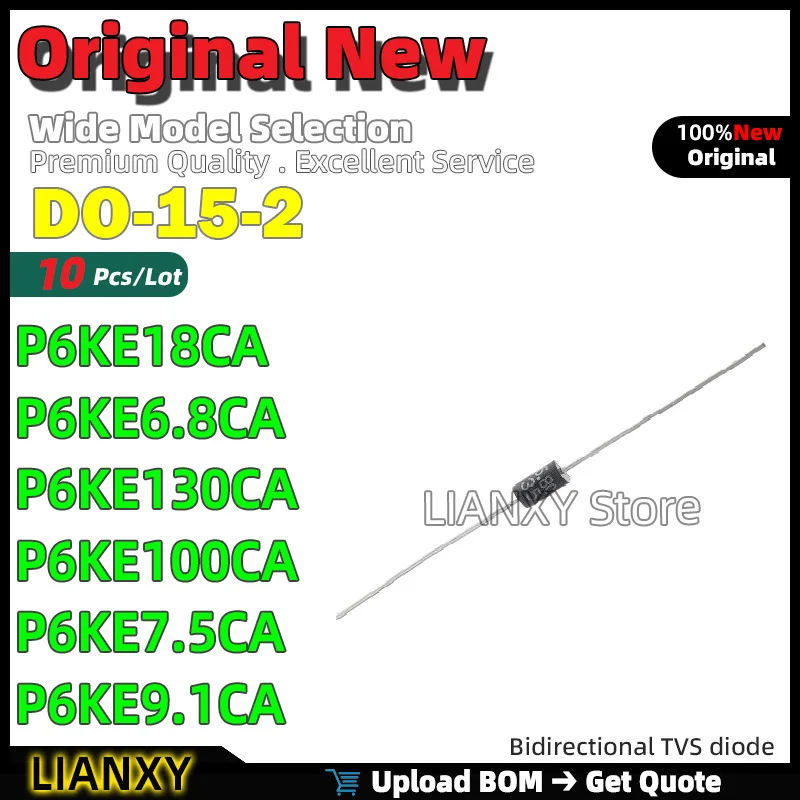 10Pcs DO-15-2 P6KE1…