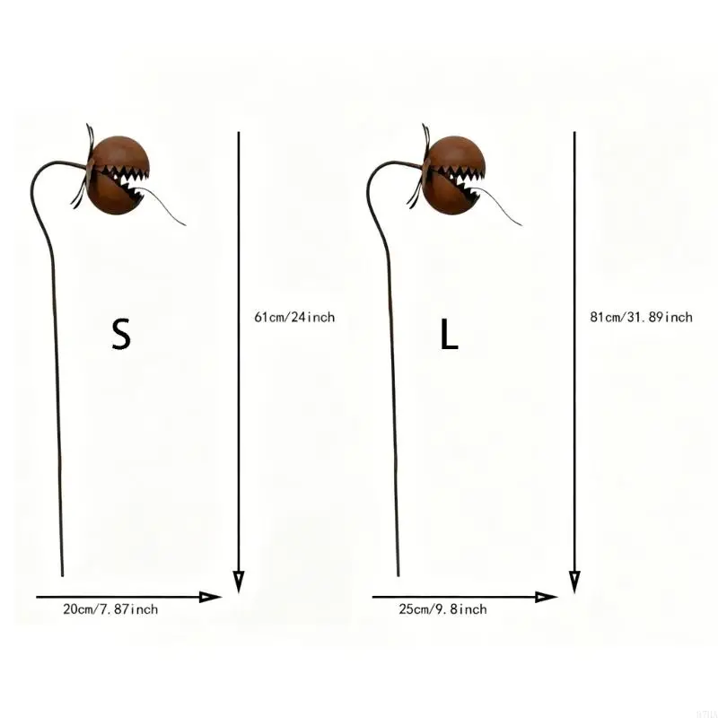 Aged Weathered Metal Carnivorous Flower Yard Stake For Outdoor Enhancement Lawn Porch trail And Flower Bed 87HA