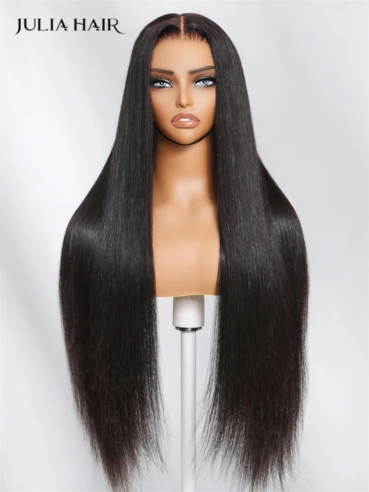 جوليا الشعر البرازيلي حريري مستقيم غلويليس شعر مستعار قبل كل شيء عقدة صغيرة 13x4 الدانتيل أمامي باروكة من شعر طبيعي جاهزة للارتداء