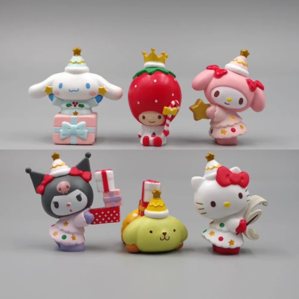 

2026 ГОРЯЧАЯ НОВАЯ фигурка Sanrio 5 см, аниме Melody Cinnamoroll Kuromi, кукла Kawaii, украшение для торта «сделай сам», рождественские подарки для детей