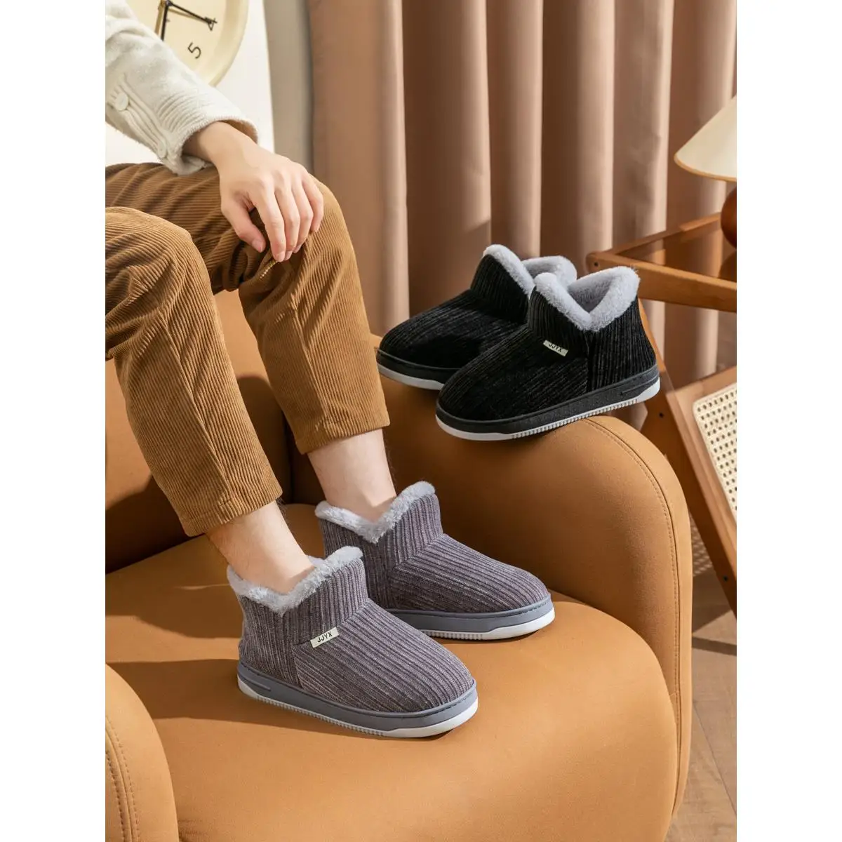 

Хлопковые тапочки Thiened, мужские зимние теплые домашние тапочки с противоскользящим мягким ботом на высоком каблуке, хлопковые тапочки в Пекине