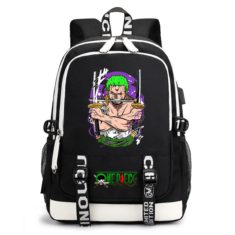 One Piece Zoro Printed Kids Backpack Cartoon Anime School Bag for Boys Girls Teens Lightweight Casual Daypack